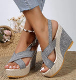 for Women Ankle Buckle Wedges Sandals for Women Summer Denim Sandal Comfortable Thick Sole Mujer Plus Size