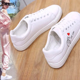 Trend White Women's Sneakers Leather Casual Flats Female Fashion Comfort Vulcanized Shoes Platform Lace-up Girl Autumn