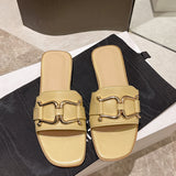 Women's Summer 2024 New PU Leather Fashion Simple Solid Color Sandals Daily Casual Open Toe Women Slippers Zapatos