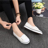Women Casual Flats Lace up Shallow Shoes Autumn 2023 Fashion Comfortable Female Canvas Loafers Vulcanized Shoes Ladies