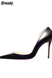 Black Matte High Heels Shoes Woman Pumps 12cm Tacones Pointed Toe Stilettos Sexy Deep Cleavage Wedding QKOU012