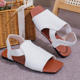 Women Flat Sandals 2024 Leather Slingbacks Sandal Rome Style High Quality Summer Ladies Shoes Open Toe White