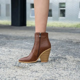 Gold Snake Print Ankle Boots For Women Wedge High Heels Boots Woman Runway Design Chunky Heels Botas Mujer Western