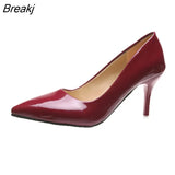 Women Shoes Pointed Toe Pumps Patent Leather Dress High Heels Boat Wedding Zapatos Mujer Black GLADIATOR Casual