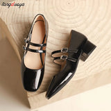 heels Mary Jane Shoes Women's Shoes Women Thick Heels Buckle Lolita Shoes School Uniform Student Girls Leather Shoes