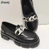 Women Slip on Flat Casual Shoes Fashion Leopard Chain Decoration Platform Loafers Female Retro Chunky Sneakers Zapatillas