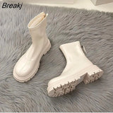 New Platform Shoes Women Boots Round Toe Zipper Spring Autumn Fashion Ankle Female Botines De Mujer Chelsea