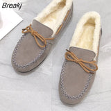Women Winter Warm Flats Cotton Shoes Plush Moccasins Slip-on Plush Loafers Chaussures Plates Casual Shoe Female Chaussures