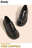 Spring Summer Platform Black Patent Leather Shoes Women's New Casual Loafer Shoes All-match Increase JK Women's