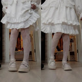 Sweet Lace Bowknot Lolita Shoes Women Heart Buckle Patent Leather Mary Janes Woman 2024 Round Toe Platform Flats