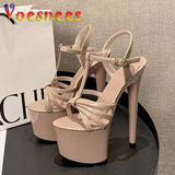 Women Shoes Black 2023 New 17CM Club High-Heeled Platform Waterproof Pole Dance Stripper Shoes Models Walk Show High