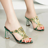 Women With Crystal High-Heeled Sandals Wear 2024 New Diamond Sandals In Summer. Roman Slippers Are
