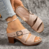 Breakj Out And Coarse Roman Cool Slippers 2025 Summer New Word With Large-Size High-Heeled Women's