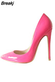 Color Classical Women Pumps 12 cm Stilettos Shallow Pointed Toe Thin High Heels Woman Party Shoes Pink color QP004