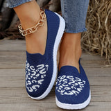 Head, Low Heel, Flying Mesh Single Shoes, Women's Breathable Color Leopard Print Flat Soles