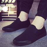 Men's Casual Shoes High-quality One Pedal All Black Canvas Shoes Fashion Slip-ons Sets Men Breathable Cloth Shoes Summer
