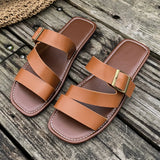 Buckle Flat Bottom Slipper Female Exposed Toe Retro Wind Beach Cool
