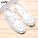 Men Dress Shoes Patent Leather Luxury Groom Wedding Shoes Fashion Men's italian style Oxford Shoes White Brogue Shoe