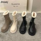 Head Boots Shoes Women Winter 2023 Autumn Winter Women's High Boots The New Fleece Thick Sole Black Platform