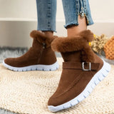 Women Fur Warm Chelsea Snow Boots Casual Shoes New Short Plush Suede Ankle Boots Flats Gladiator Sport Ladies Botas