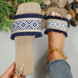 Women Summer Straw Woven Casual Slippers Outdoor Espadrille Flip-flops Fashion Flat Ladies Sandals and Slippers Large Size