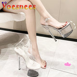 Show Stripper Heels 17 20cm Clear Shoes Women 2023 New Platform High Heels Sandals Female Transparent Sexy Open Toe