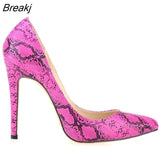 Sexy Pointed Toe High Heels Women Pumps Shoes Faux Snake Print Wedding Party Pattern Shoe