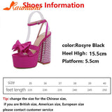Buckle Platform Women Sandals Summer 2023 New Hot Sexy Elegant Rhinestones Shoes Thick Heels Sandals Bowknot Decor
