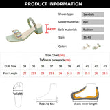 Fashion Rhinestone Sandals for Women Summer 2023 Square Heels Open Toe Slippers Woman Transparent PVC Jelly Sandals
