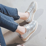 Womens Sneakers Shoes Wedge Basket 2024 Platform Tennis Female Roses Fashion Thick Sole Silver Trainers High Lace-Up Fabric PU