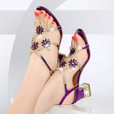 New Sandals Women's Summer Water Drill Shoes Fish Mouth Diamond-Encrusted Fashion Thick-Heeled