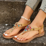 Bohemian Style Flat Heels Sandals Women 2024 Summer Plus Size Clip Toe Sandles Woman Non Slip Platform Rome