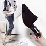Breakj Half-Slippers High Heel Head Women's Summer New Fashion Half-Shoe Single Shoes Fashion Fine Heel Cool