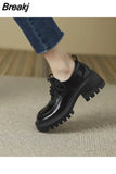 Shoes All-Match Oxfords Women's Casual Female Sneakers Flats British Style Clogs Platform Round Toe Autumn 2023 Leather
