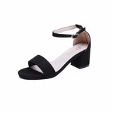 Women Sandals Suede Ankle Buckle High Heels Fashion Simplicity Roman Shoes for Women Mid Heel Comfort Pumps Open Toe