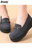 Autumn High Quality Women Shoes Light Comfort Flas Platform Shoes Metal Buckle Casual Mother Shoes Wedge Women