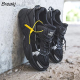 Mesh Chunky Heels 5cm Womens Platform Sneakers Male's Couples Vulcanized Shoes Casual Female White for Spring