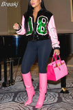 Spring Fashion Sequined Baseball Jackets Womens Patchwork Zipper Long Sleeve Coats Casual Sports Glitter Outerwear