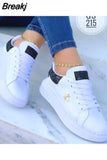 Women Casual Shoes Fashion Butterfly Decor Round Head Sneakers Leather Lace-Up Platform Ladies Vulcanize Shoes Female