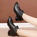 Women Short Boots Autumn New Ethnic Style Pointed Chunky Heel Ankle Boots Casual Comfortable Warm Plush Women Winter