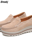 Women Flats Shoes Platform Sneakers Slip On Flats Leather Suede Ladies Loafers Moccasins Casual Shoes Women