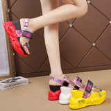 Sandals Women 2023 Chunky Red High Heels White Summer Fashion Transparent Increase Wedge Rhinestone Sandals