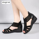 Women Summer New Fashion Women's Sandals 2023 Women's Back Zipper Shoes Rhinestones Fish Mouth Sandals Shoes for