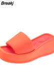 Sole Wedges Flip Flops for Women 2023 Summer Clip Toe Platform Sandals Woman Non Slip Beach Slippers High Heel