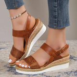 Snake Print Women's Wedge Sandals 2023 Summer Plus Size Platform Sandles Women Casual Non Slip Beach Sandalias