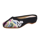 Breakj Spray Embroidered Cloth Shoes Retro Women's Cloth Slippers