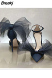 Butterfly-Knot Sandals Woman Summer 2023 High Heels Women Pumps Pointed Designer Shoes Mary Janes Sexy Stiletto Wedding