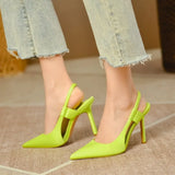 Woman Shoe High Heels Stiletto Navy Blue Pumps Pointed Wedge Roman Style 2023 Burgundy Straps Low Satin Fine Orange