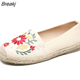 2023Women's Flats Fisherman Shoe 2023 Spring Hemp Fashion Embroidery Ladies Shoes Casual Shoes Women Breathable Canvas