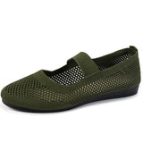 Women Flats Shoes Slip on Knitting Loafers for Women Round Toe Single Shoes Hollow Out Fashion Mom Casual Shoes for